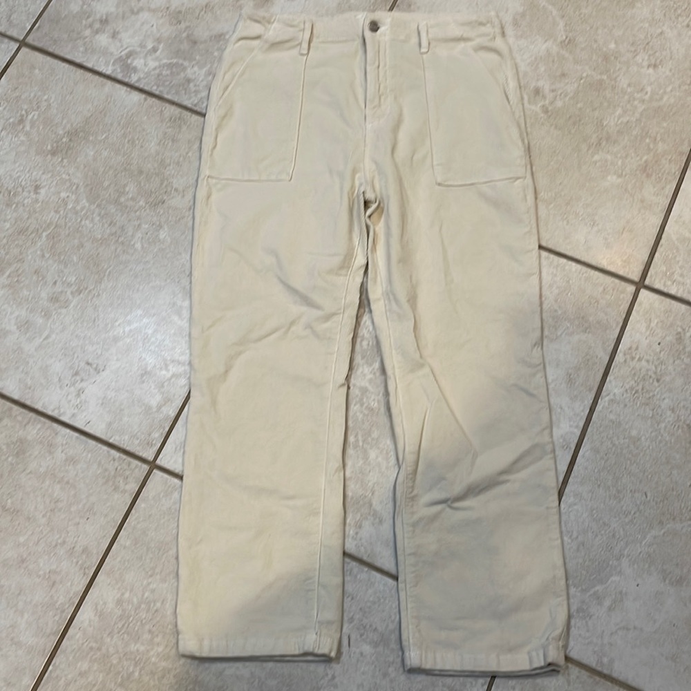 Free People Driftwood Cream Corduroy Patch Pocket Pants 30